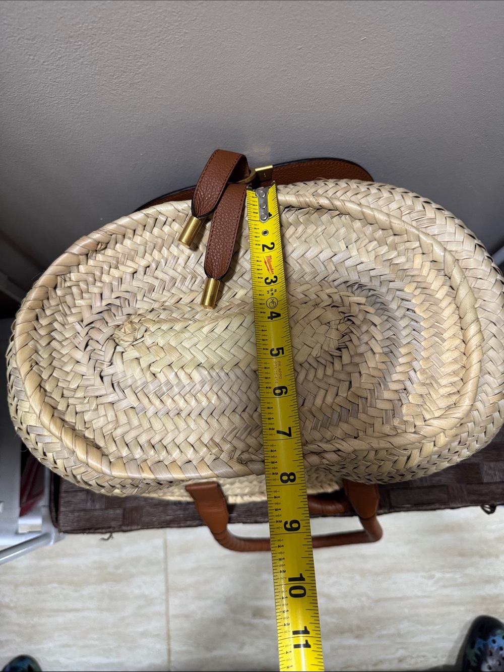 Chloe Marcie MD Basket Woven Tan Tote - Picture 16 of 16